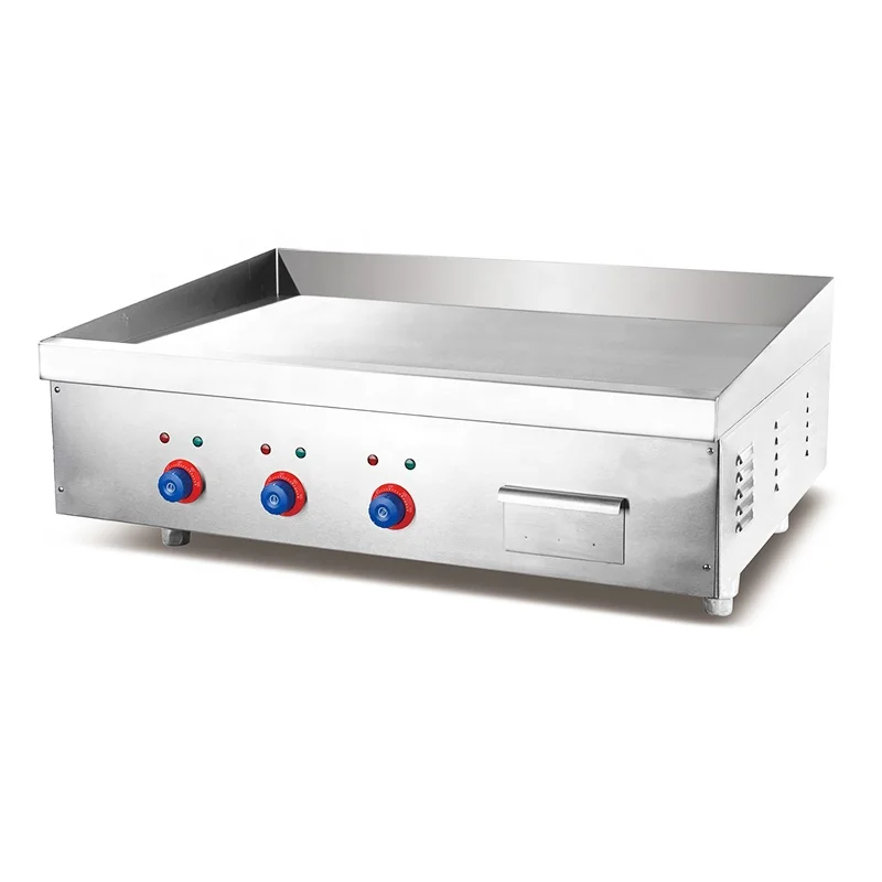 commercial kitchen stainless steel large flat equipment table top pancake teppanyaki pizza burger steak electric griddle