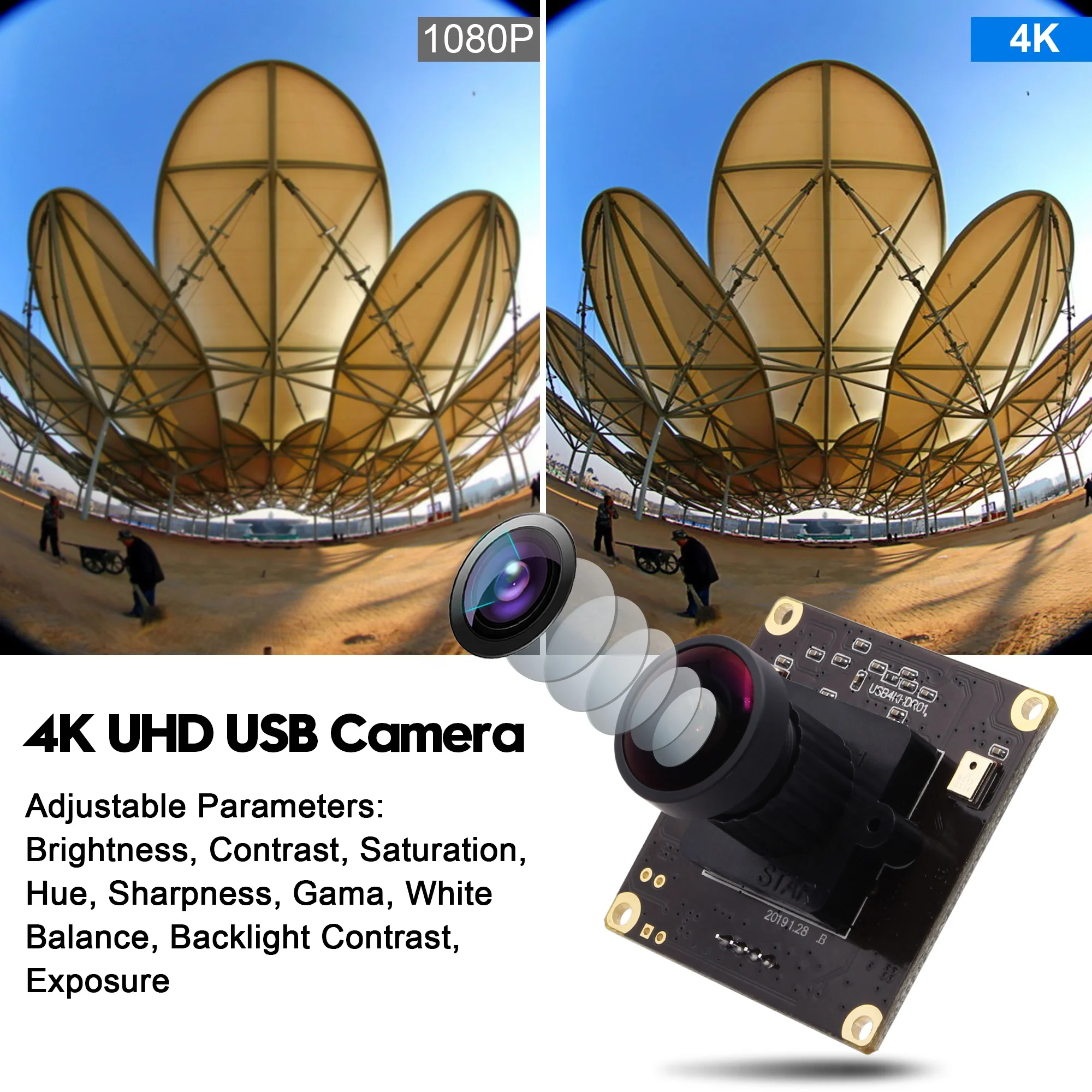  Камера ELP 4K с датчиком Sony HD модуль камеры объектив «рыбий глаз» углом обзора 170 градусов USB-камера микрофоном и веб-камерой для
