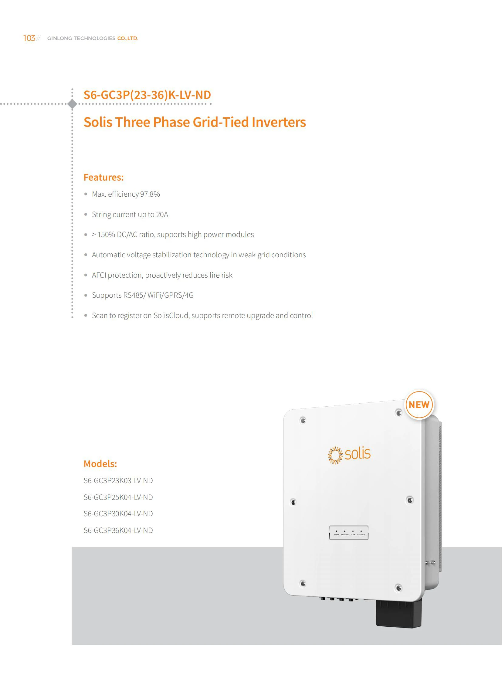 IN Stock Solis Hybrid Solar Inverter 23kw 25kw 30kw 36kw 3 Phase High Voltage S6-GC3P(23-36)K-LV-ND Solar Hybrid Inverter