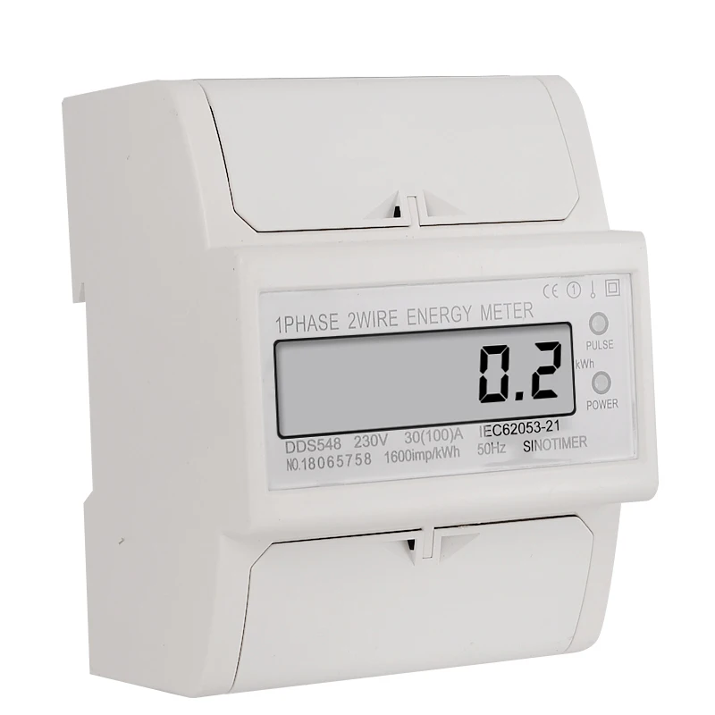 Wholesale Price Overload 30-100A 230V AC Single Phase 2 Wire Digital Wattmeter Electricity Cost Measuring Meter DIN Rail Mount