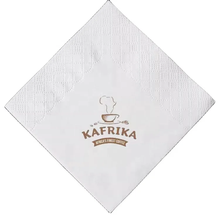 Custom personalised highly absorbent 23x23 cocktail napkin printed paper napkins with black logo