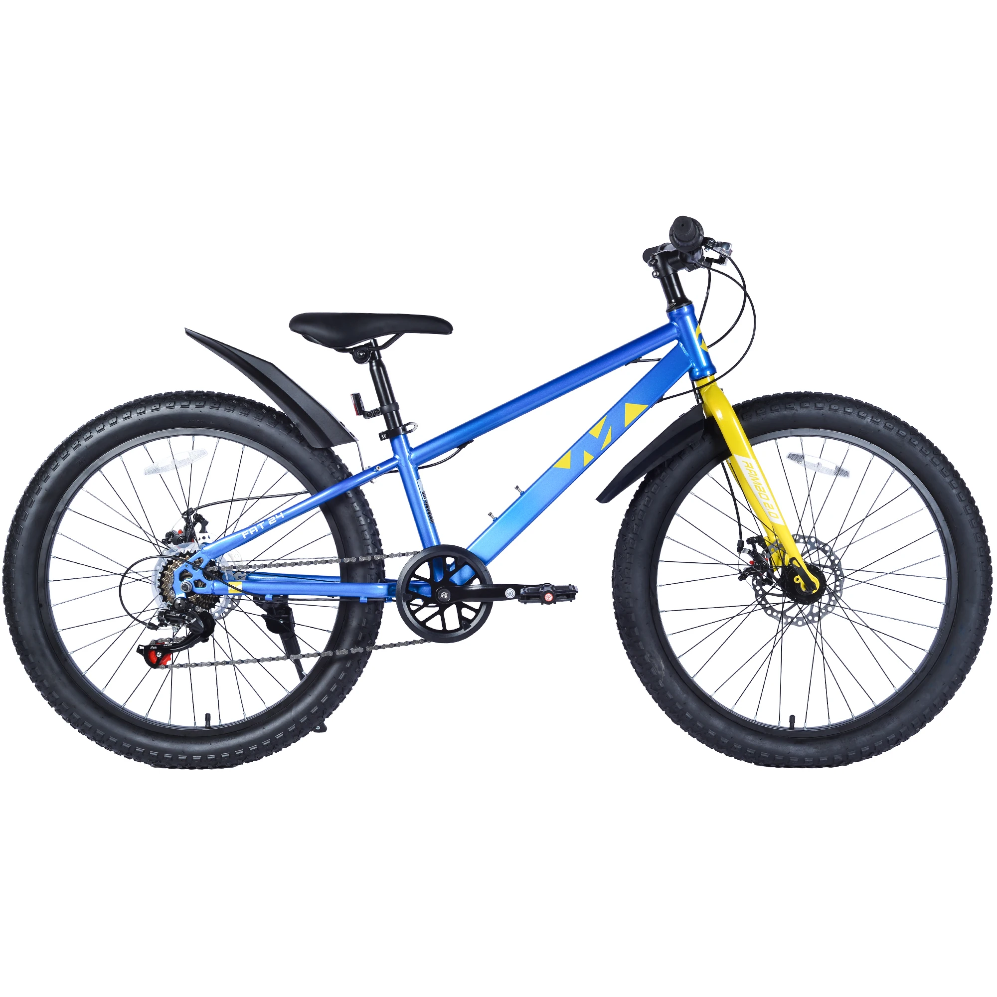 ZUKKA 24 inch Custom Fat Tire MTB Builds For Snow And Sand With Steel Frame And Disc Brake Blue Color