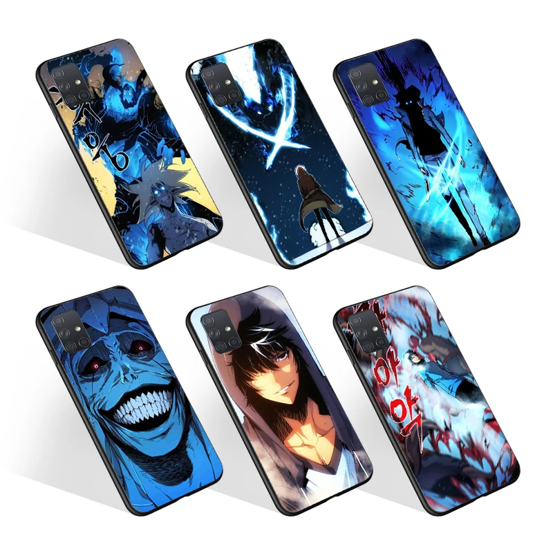 For Samsung A51 A71 A01 S10  Black Silicon tpu soft phone case for iPhone 11 XS print Solo Leveling Sung Jin phone cover