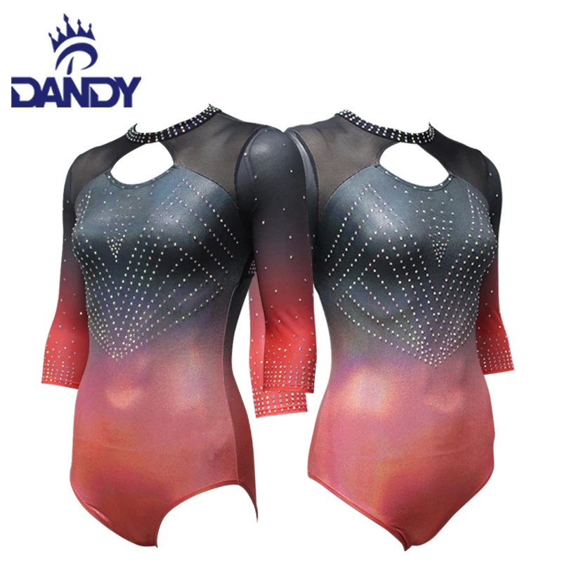 Professional Custom Performance Leotard Kids Sleeveless Sublimation Gymnastics Costumes Women Nude Dancewear Gymnastics Girls