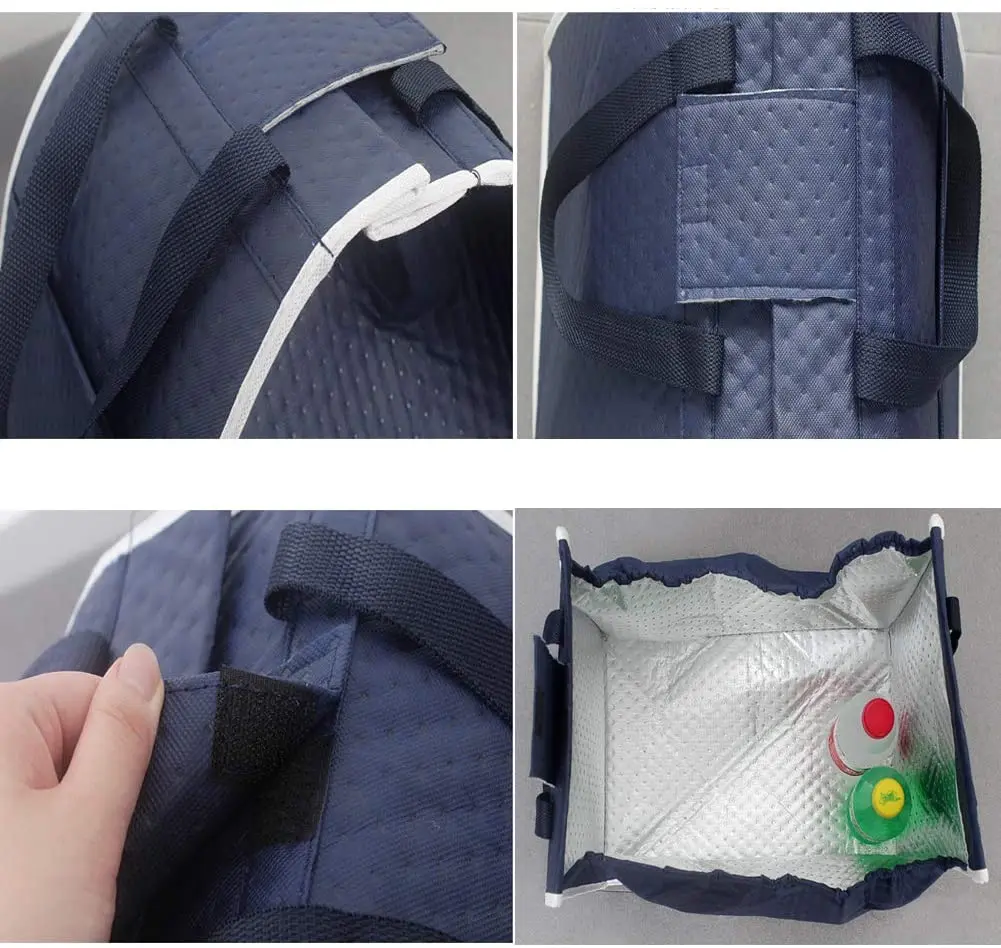 Insulated Reusable Grab and Go Bag Shopping Trolley Bag Collapsible Grocery Tote Bags with Handles