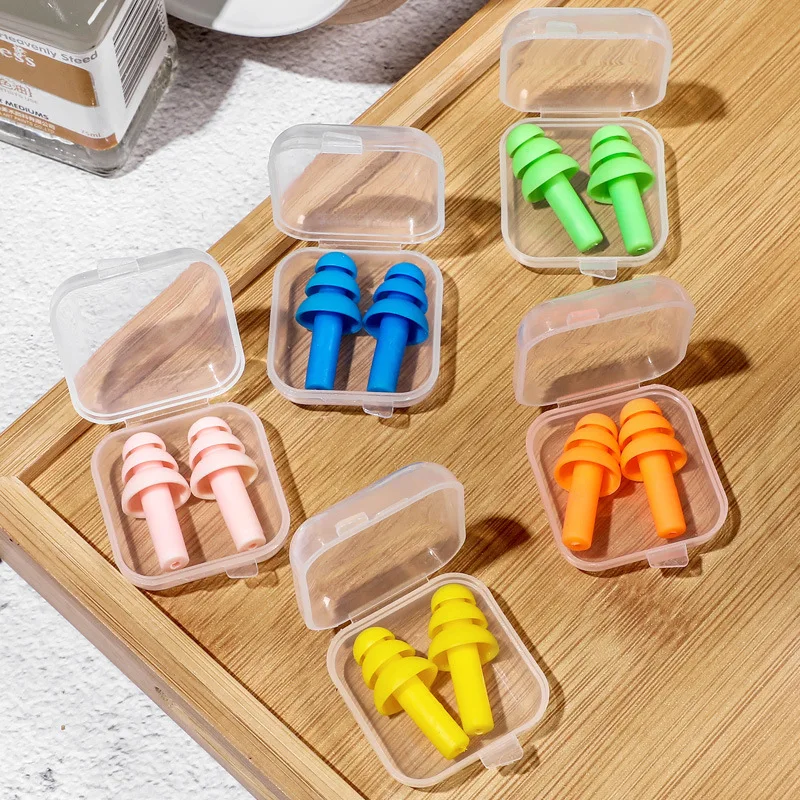 Anti-noise reduction TPR earplugs multi-flange uncorded earplug pair protective silicone earplugs