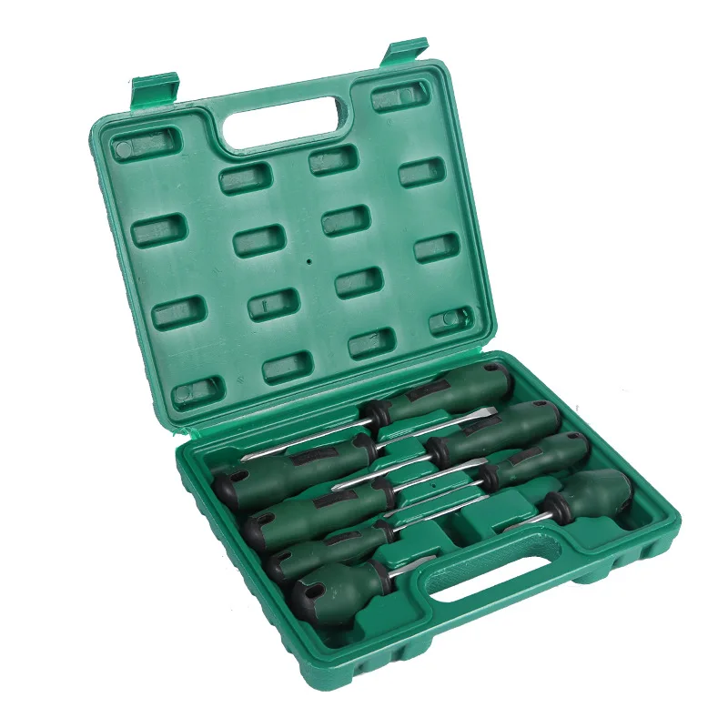 Wholesale 8 piece rubber plastic handle tool anti-skid manual screwdriver set