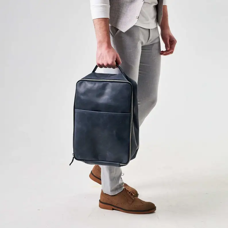 Personalized waterproof pu leather shoe bag  Handmade leather boot holder Custom Crafted Leather travel golf shoe bag