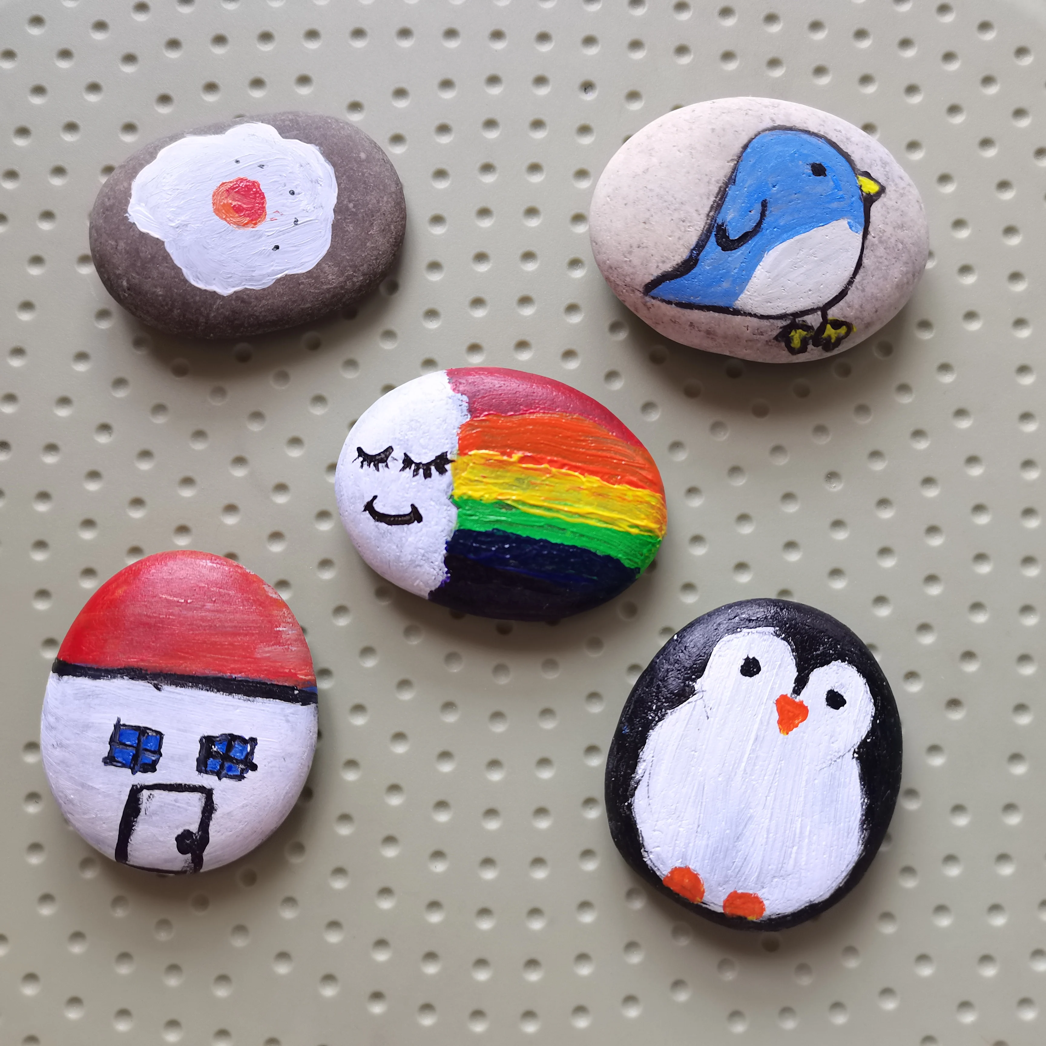 Diy Toy Stone Painting Mini Rock Art Painting Pour Natural Flat Stone