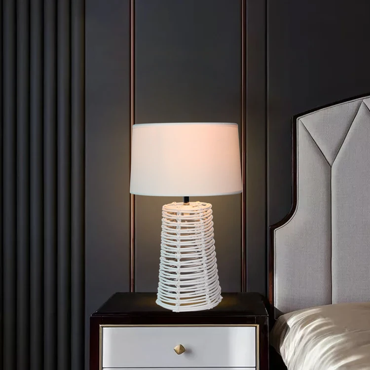 new hot sale modern rattan fabric table lamp lights for home Hotel Bar, residence, living room, bedroom