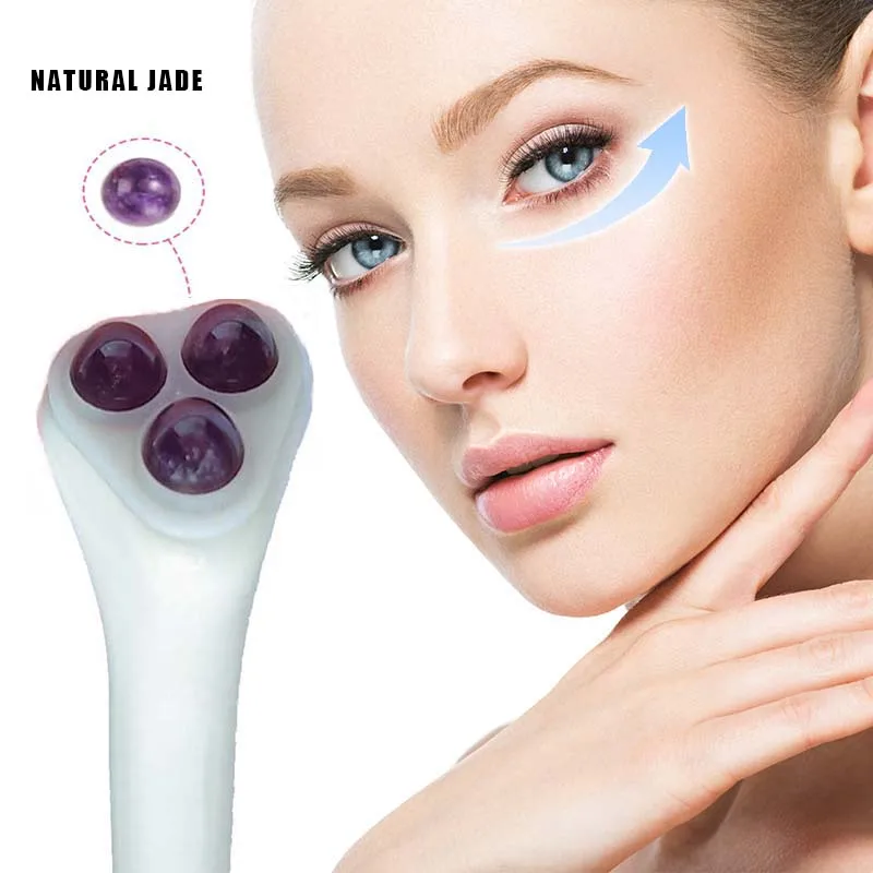 Patent production beauty tools dual skincare jade roller ball eye cream applicator portable cooling ice globe massage eye roller