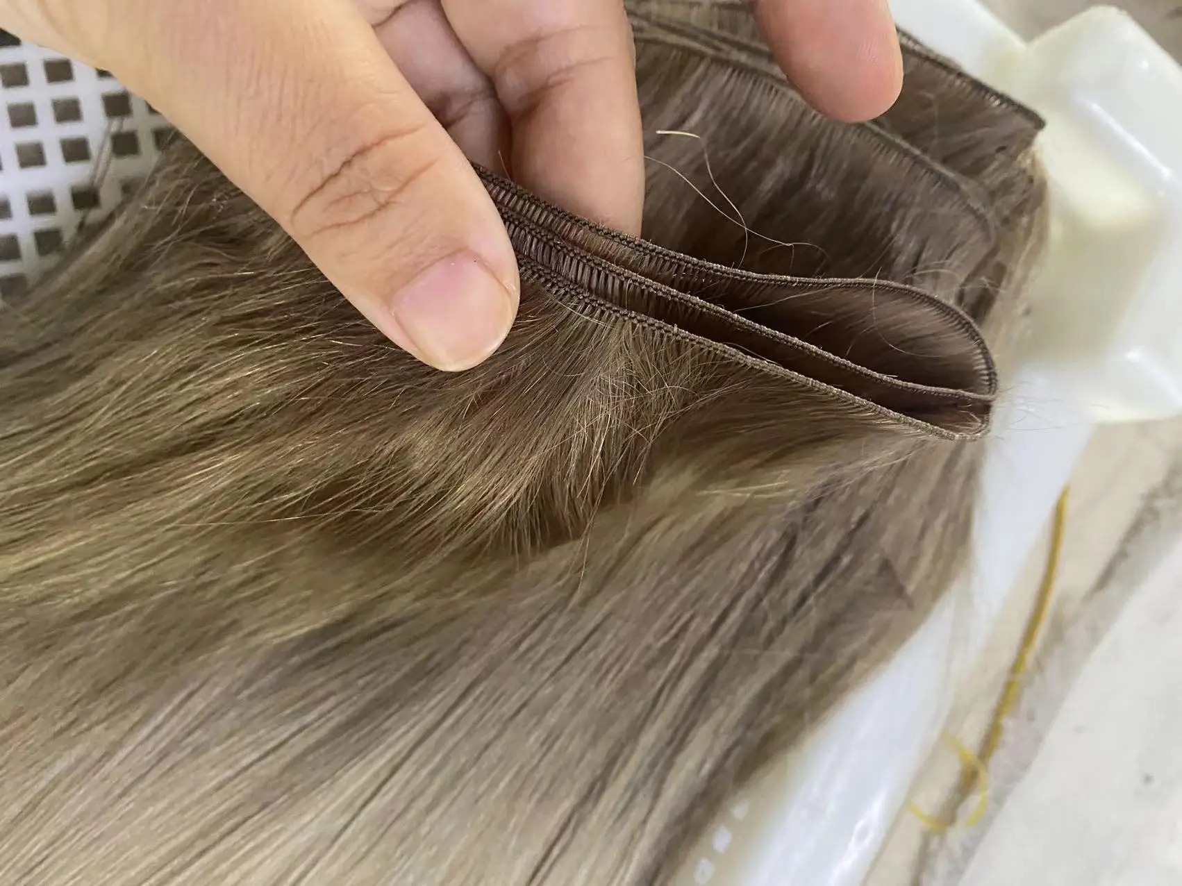 Top Quality European Straight New Handtied Weft Hair Remy Flat Hair Genius Weft