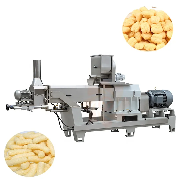 High quality double screw extruder cheese corn puff ring snack production line