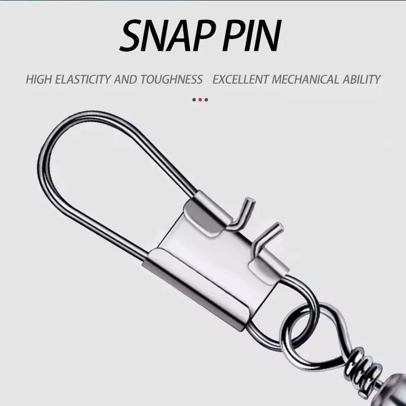 Alpha High Carbon Steel Fishing Swivels Barrel Swivel Safety Interlock Snap Connector for Lure Fishing in Saltwater Freshwater