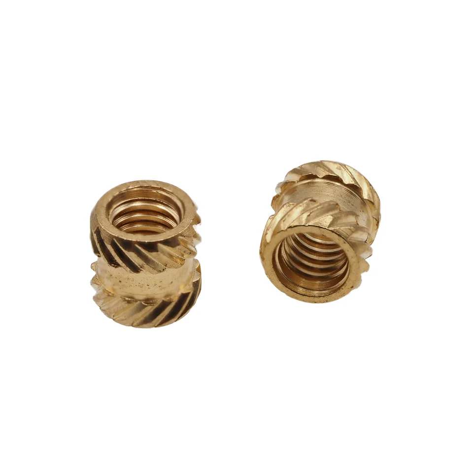 Non-Standard Twill Inch American Screw Nut Embedded Knurled Hot Melt Injection Copper M4 Brass Nuts for Lathe Processing