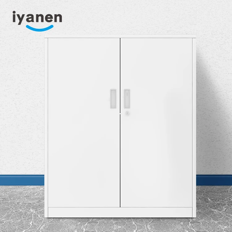 IYANEN disassemble blue swing door 3 layers adjustable shelf home office document storage steel short file cabinet