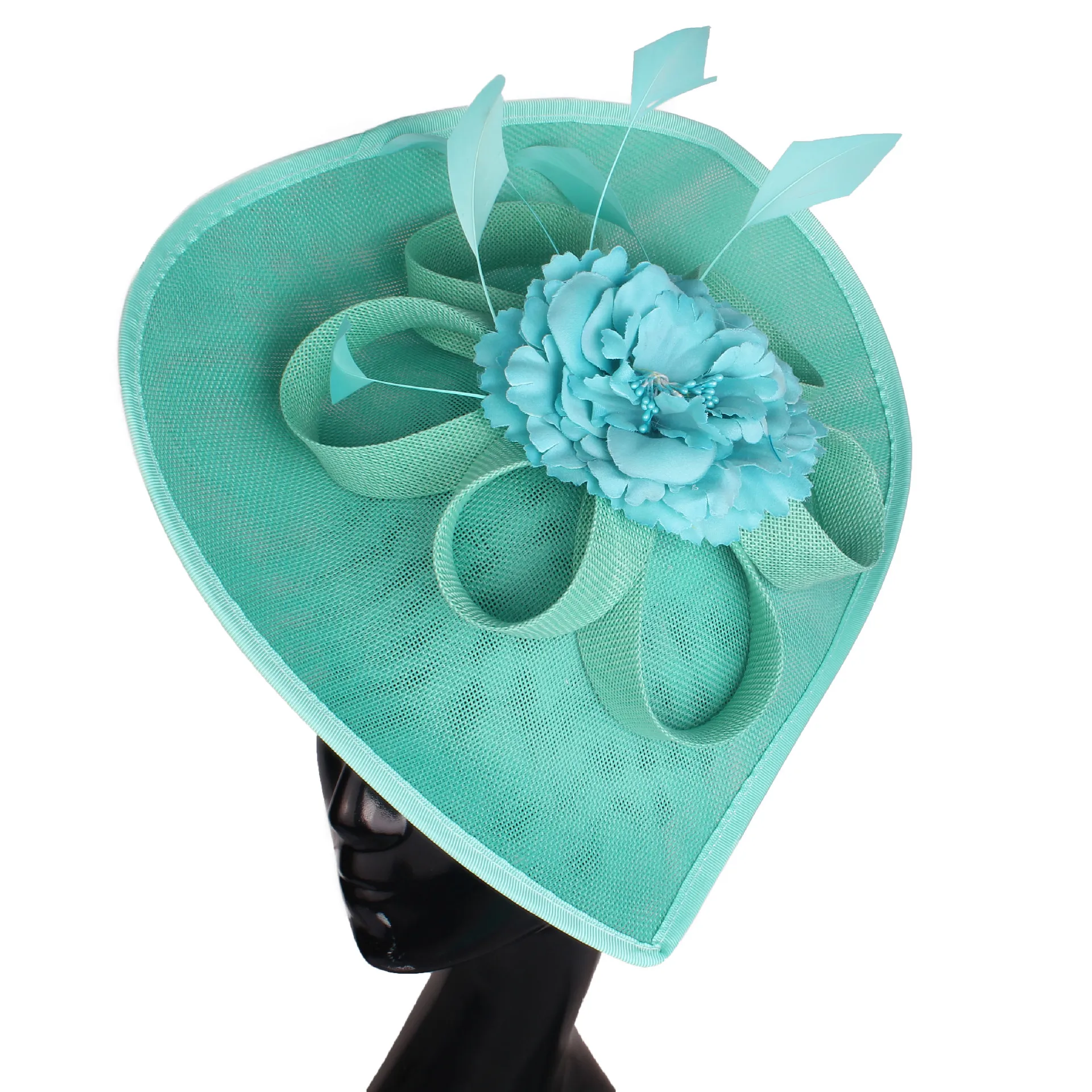 Women quality Fascinators fabric flower feather headpiece hair fascinator hats for ladies 2023