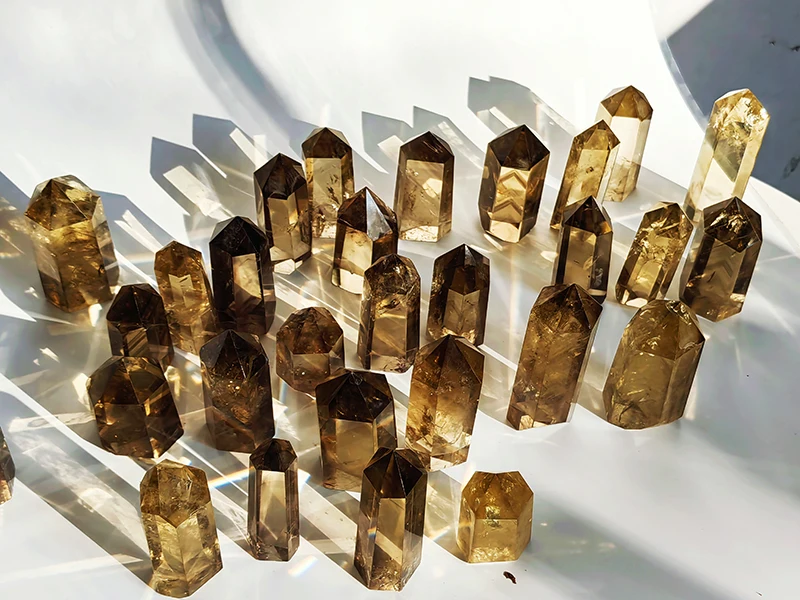 Wholesale Natural Clear citrine Point Healing stone yellow Quartz citrine Tower For Lucky fortune