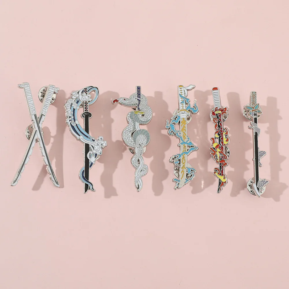Wholesale Anime Demon Slayer Brooches Pins Ghost killing Blade Metal Badge pins Bag Clothes Accessory