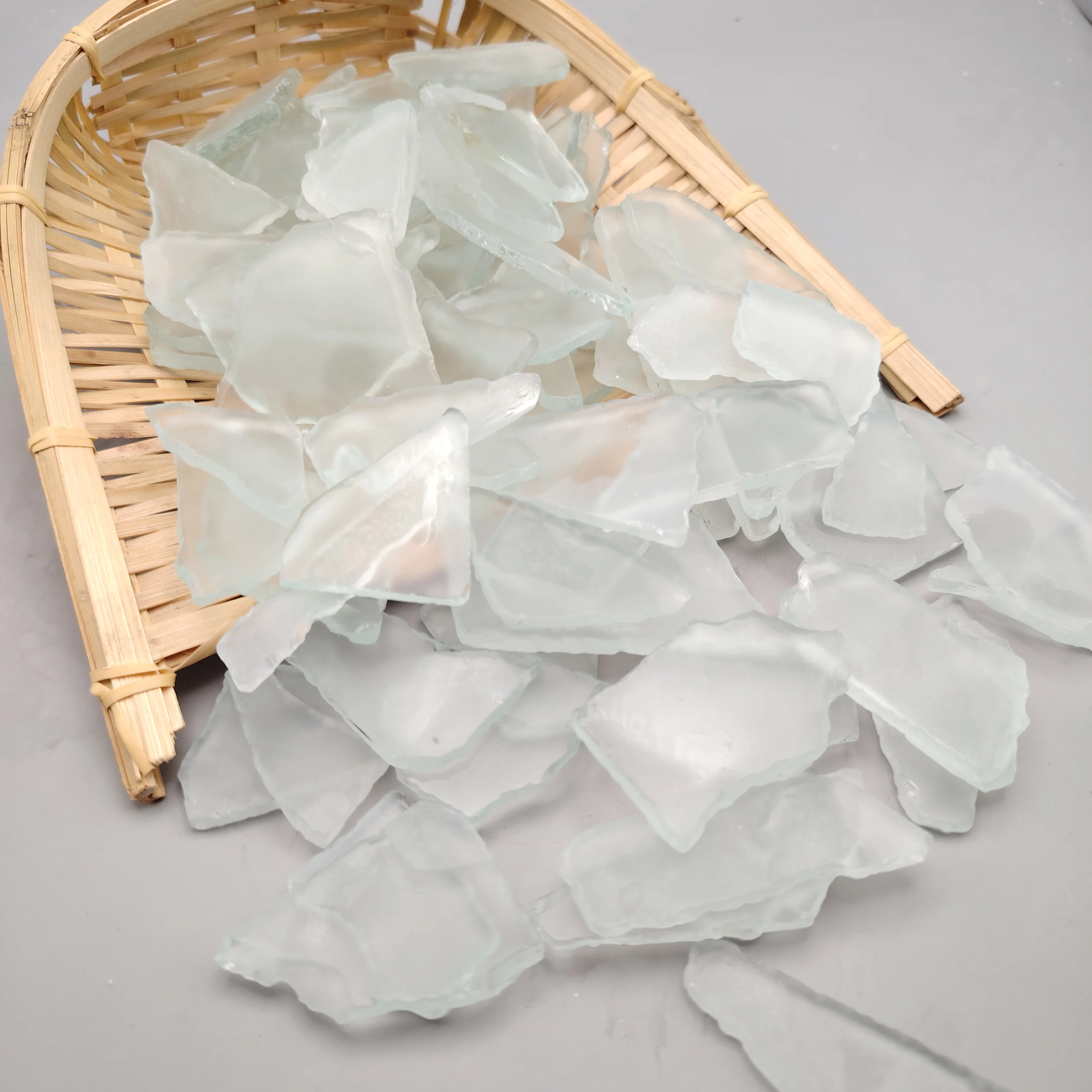 DIY Beach Glass 16Oz 0.78-1.5 inch Fish Tank Landscaping Flat Sea Glass Crafts Decorative Glass