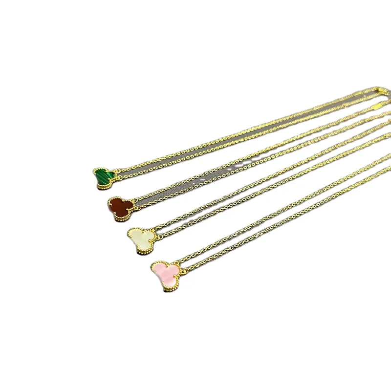 Wholesale Price four-leaf clover electroplated clavicle Sterling Silver 925 Laser Design 10 flower necklace Jewelry set