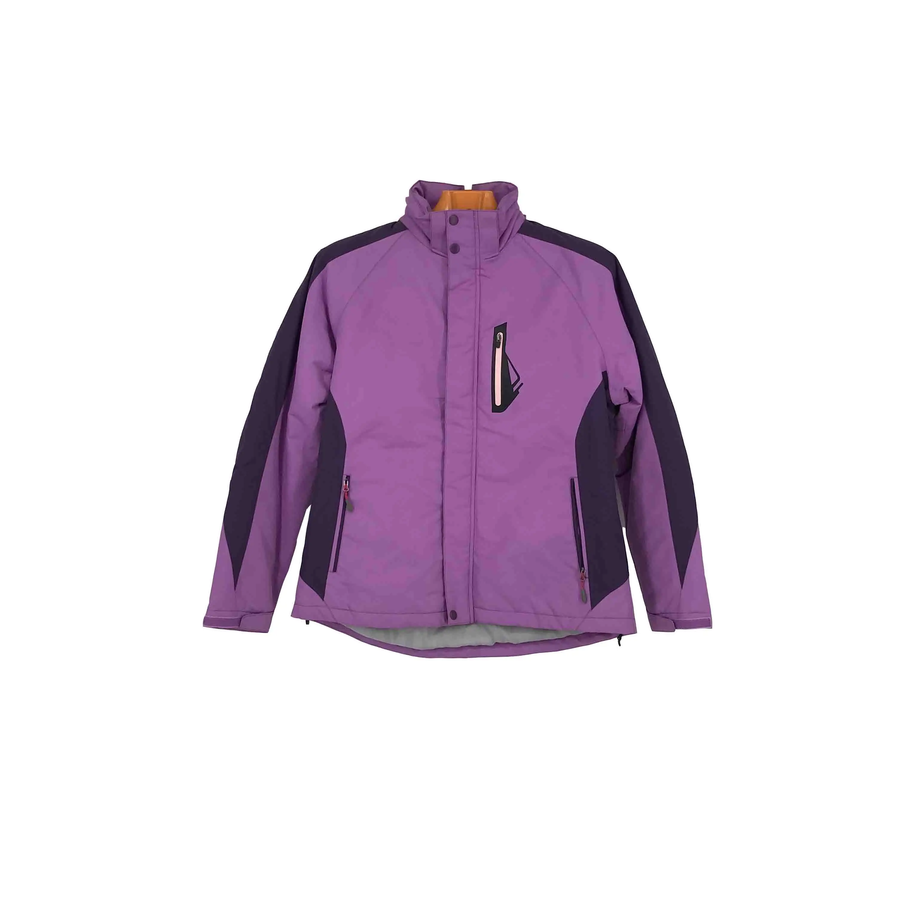 OEM custom purple polyester ski jacket for women waterproof windbreaker quilted outdoor jacket