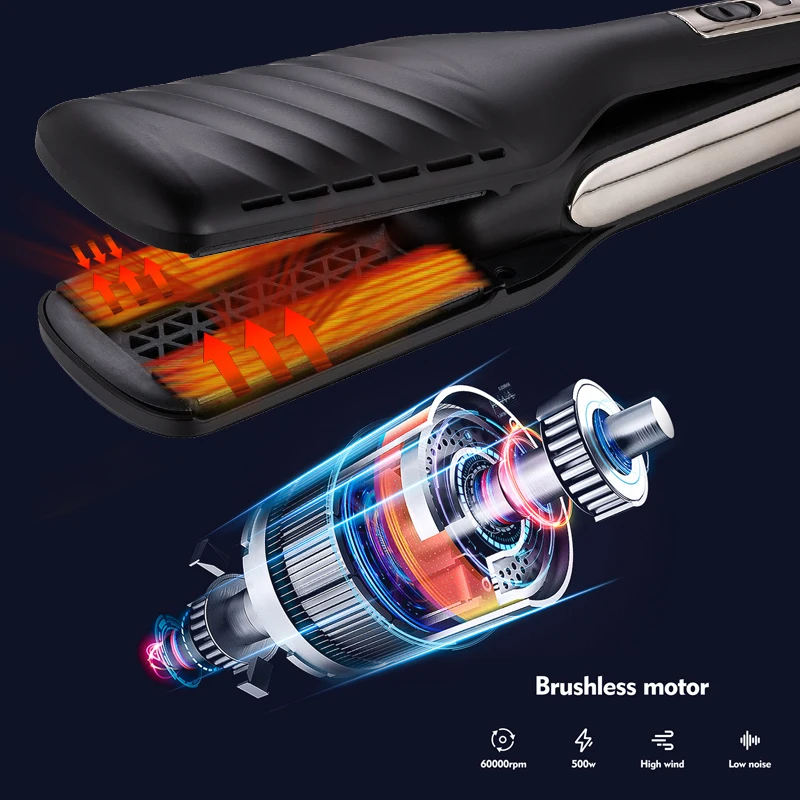 Professional Hair Styling Tools Titanium Custom 2-in-1 Flat Irons Duet Style Hot Air Styler Hair Straightener Hair Dryer Iron