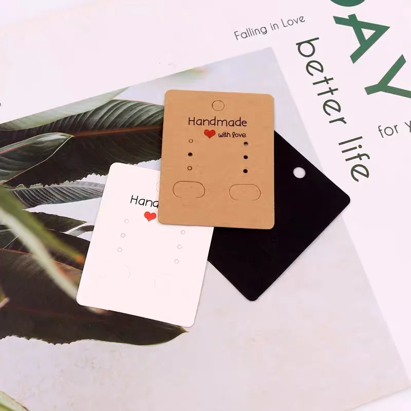 New design recycled Private Printing Paper kraft Small Size ring jewelry security label tags cards packaging price tag with logo