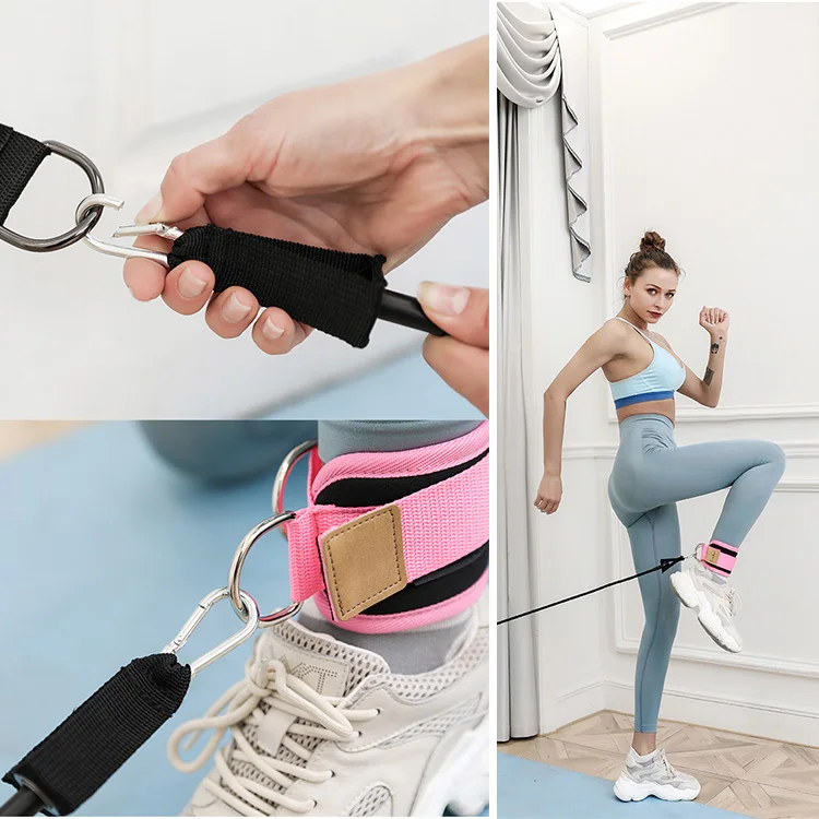 Custom Logo Double D-Ring Ankle Support Padded Neoprene Ankle Straps for Cable Machines