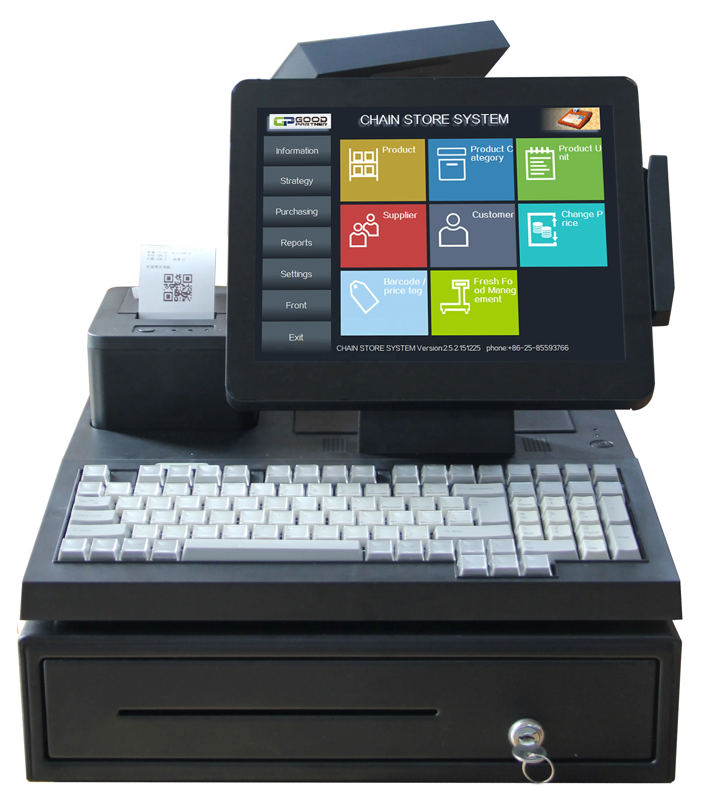 Многофункциональный платежный киоск Android & Windows POS включает в себя денежный ящик и клавиатуру