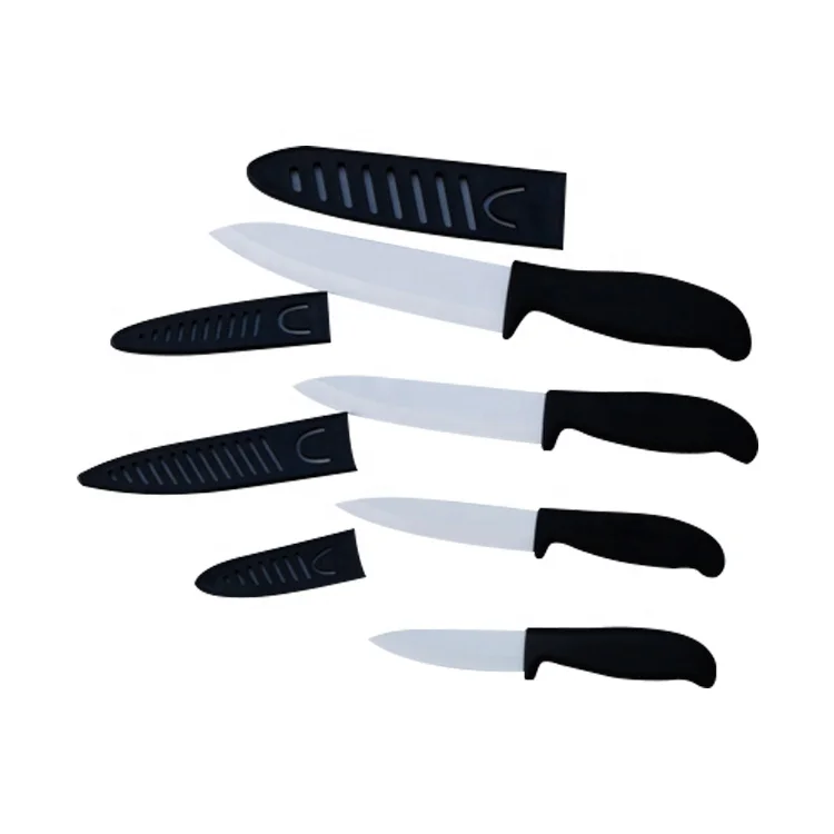 4Pcs White Blade Ceramic Kitchen Fruit Chef Knife Ceramic Knife Set With Blade Guards