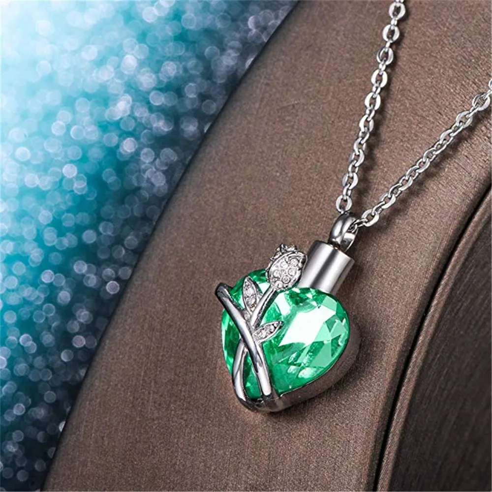 Urn Necklaces for Ashes Always in My Heart Heart Cremation Jewelry Memorial Pendant Birthstone Necklace