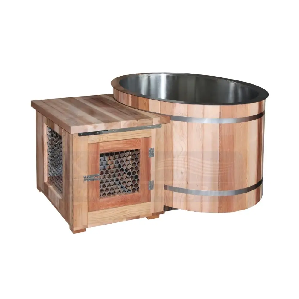 Outdoor Wood Cold Plunge Tub Wi-Fi control New Design Red Cedar Wood ice bath Tub Cooling Unit Ice Bath Tub Chiller For Athletes