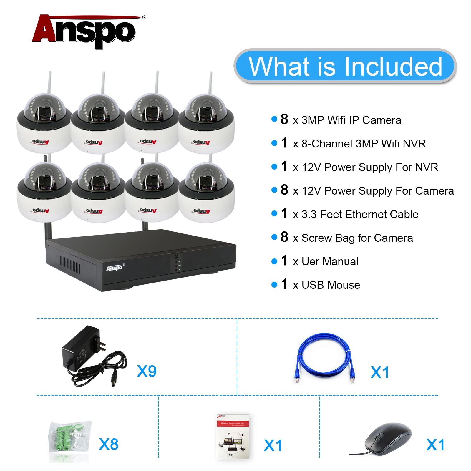 Wholesale CCTV Security Camera System 4CH 3MP HD Surveillance Wifi NVR Wireless dome Monitor infrared night vision Xmeye