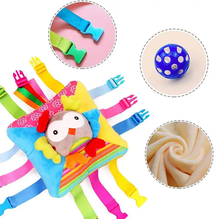 Fidget Buckle Sensory Activity Pillow Soft Toys for Baby Learning Fine Motor Skill Special Needs Autism Sensory Educational Toy