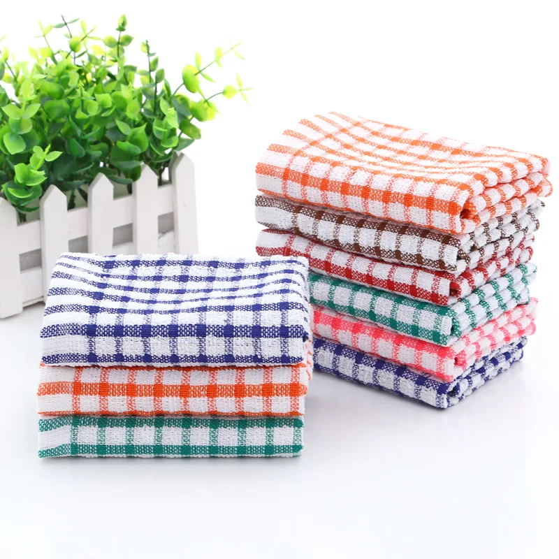 custom cotton Bamboo hand Tea Cotton Plaid Absorbent Dish Kitchen Towel