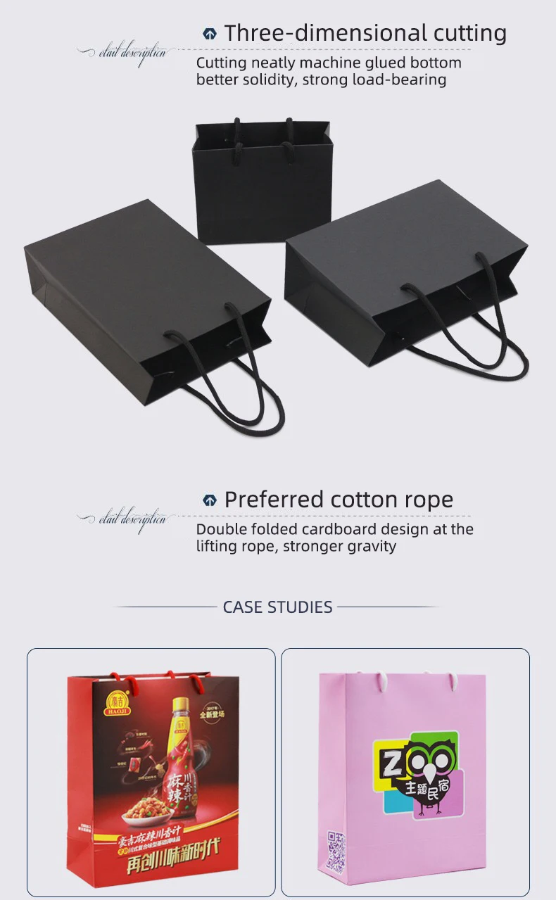 Black cardboard tote clothing shopping bag premium luxury paper bags