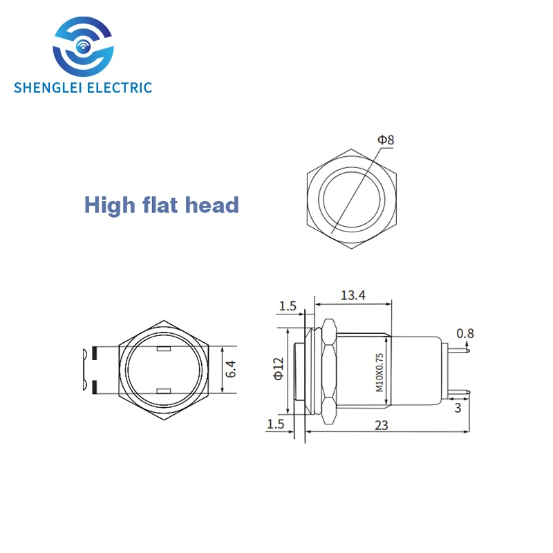 SHENGLEI 10mm metal push button switch No lamp 2-pin waterproof mini button switch Essential details