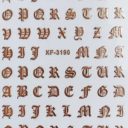 8 Kinds Cool style nail stickers English words letters gold laser stickers for beauty nail art decoration