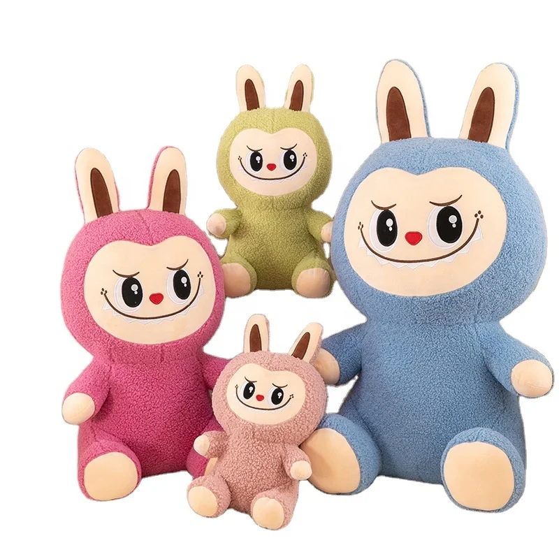LABUBU Cute Cartoon Anime Small Size Plush Toys Unisex Soft Stuffed Monkey Doll Embroidered Keychain Pillow PP Perfect Kids Gift