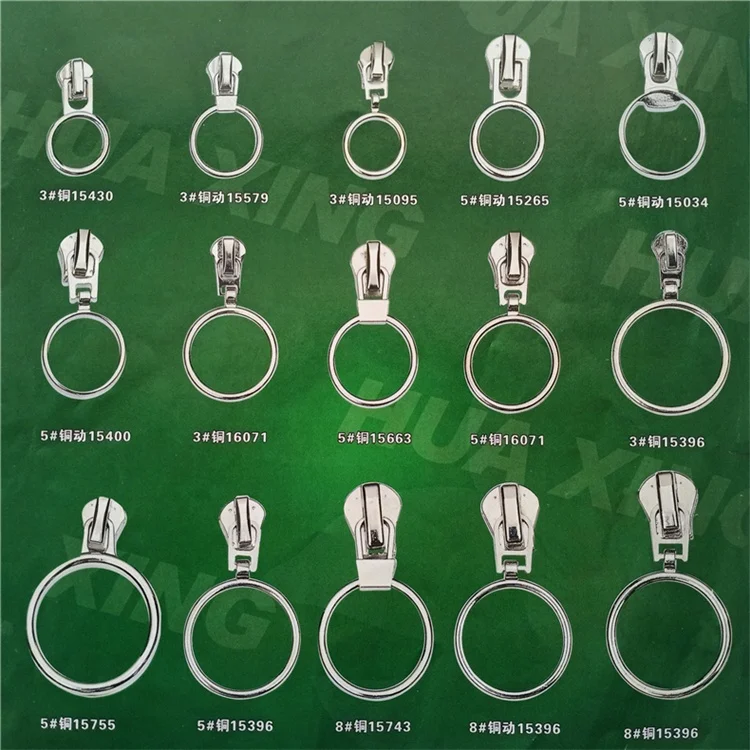 NO.3#5#8# circular round ring rectangle triangle auto lock metal zipper slider puller head pull parts for garment