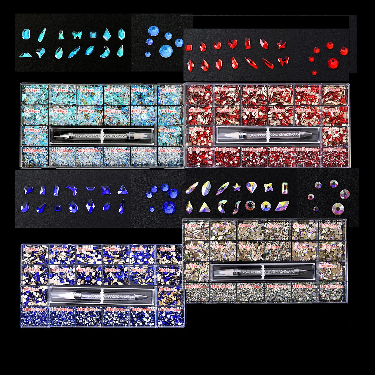Фабричный хрустальный камень декоративный дизайн плоская Подвеска для ногтей чудесная блестящая прочная Роскошная 6440 шт/коробка Стразы