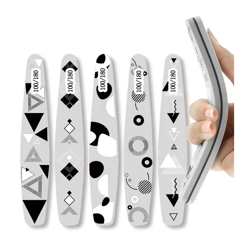 Free samples buffer nail files sponge sanding buffer and nail file 100/180 custom logo flower printed nail buffer and files