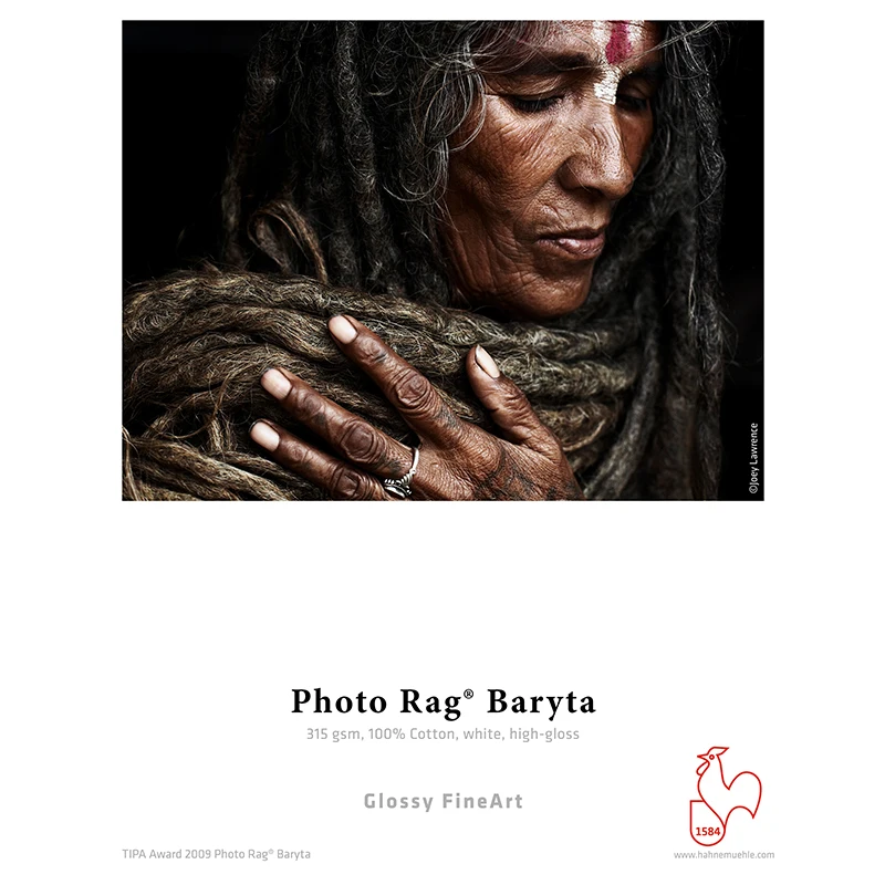 315gsm 100%cotton ISO 9706 conform high-gloss warm no optical brighteners Photo Rag Baryta fine art paper with inkjet coating