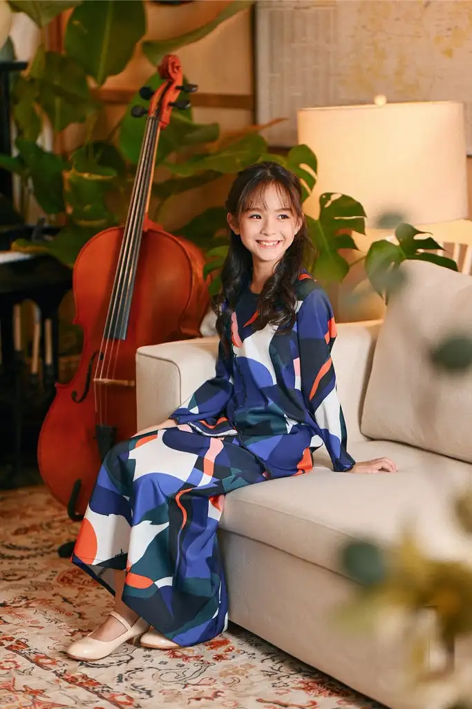 SIPO Muslimah Good Quality Kebaya Two Set Long Sleeve Front Buttons Popular Muslim Dress Islam Clothing Kids Peplum Kurung