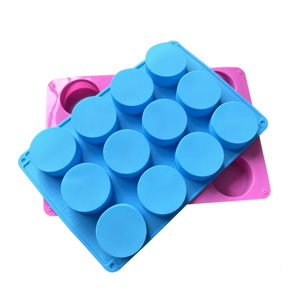 Round Silicone Soap Mold, 12 Holes Handmade Shower Steamer Molds, Cylinder Soap Molds for Bath Bombs/Shower Tablets/Lotion Bars