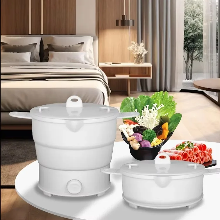 Low moq product silicone outdoor travel noodle foldable electric chinese hot pot electric multi pot cooker