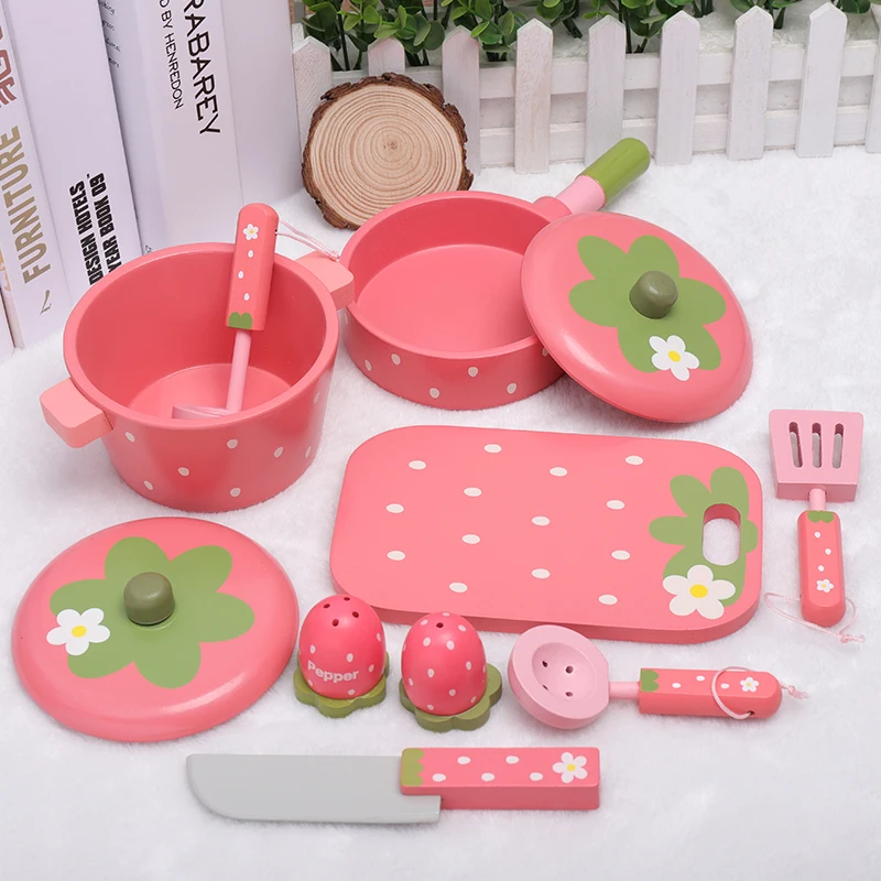 Kitchen Pretend Play Set Chopping Board & Pot Set Factory Direct Sale Wooden for Kids Wooden Toys Unisex Wooden Playhouse XJYQJD