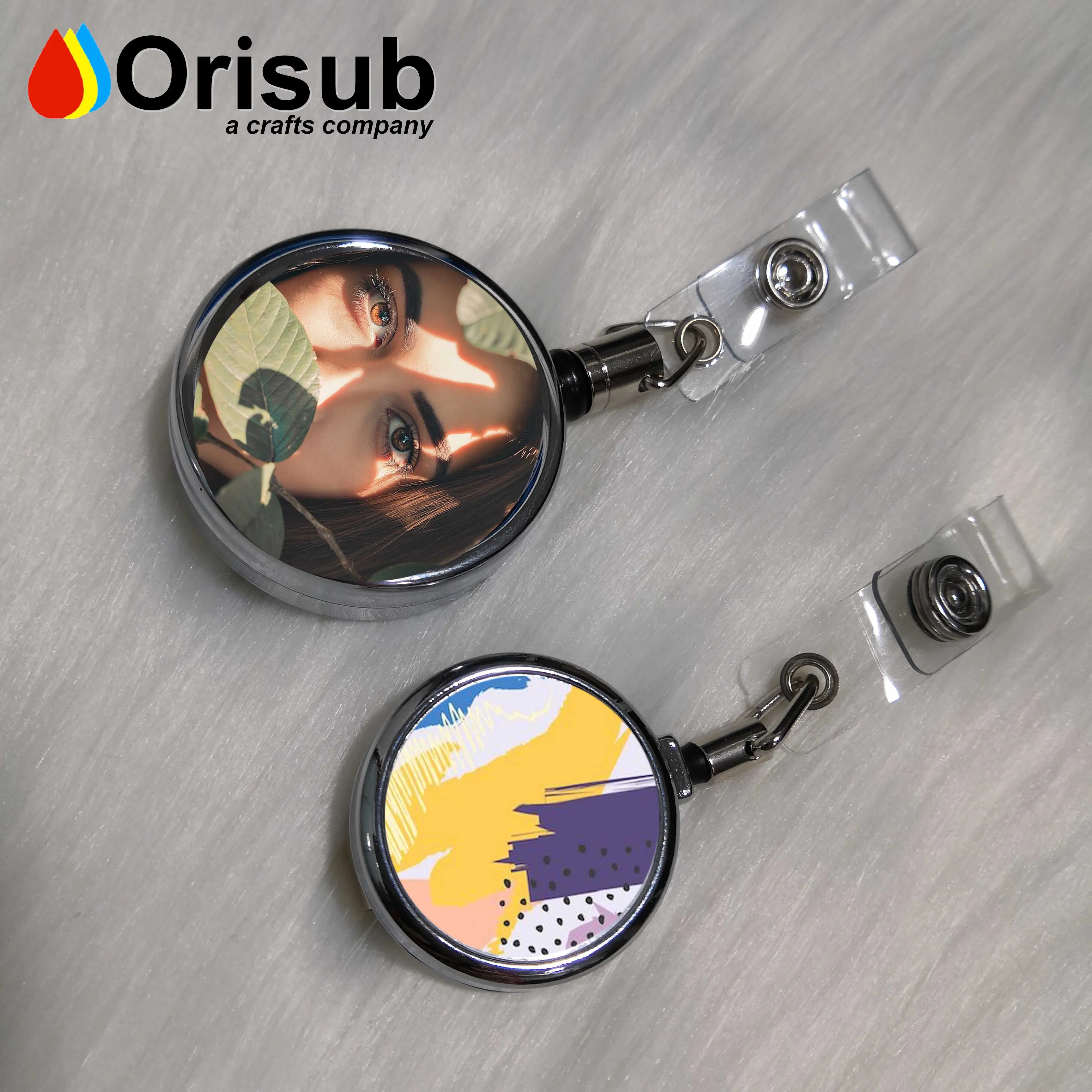 Personalized Metal Badge Reel Sublimation Blanks 40mm Circle