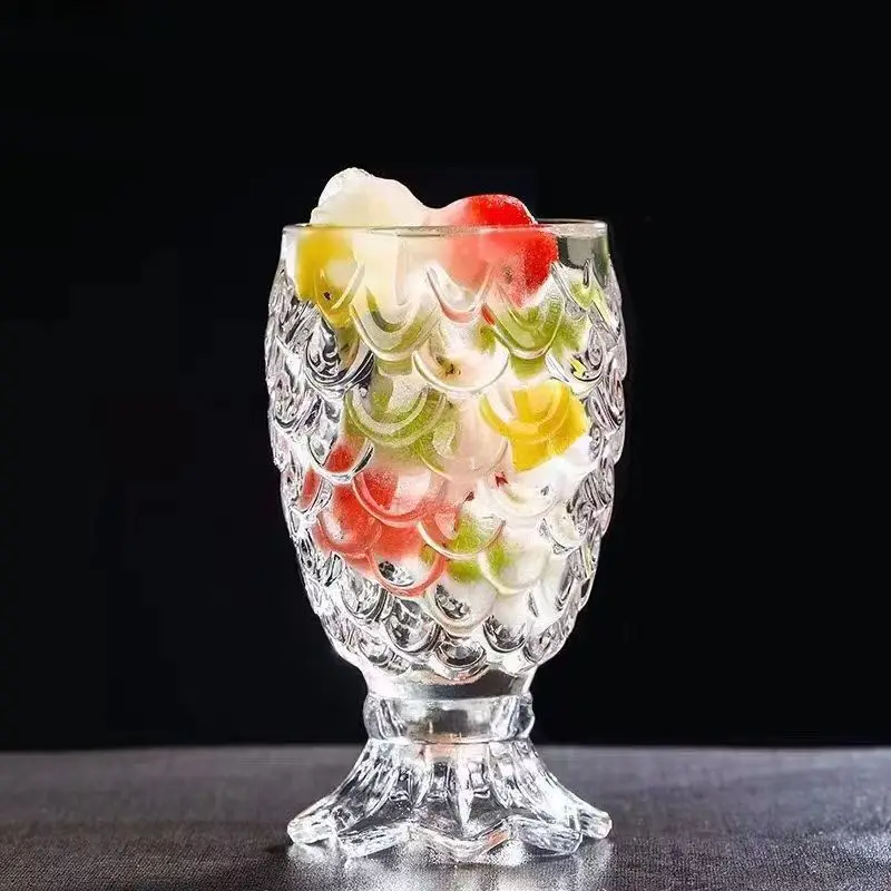 Custom Logo Portable Eco-Friendly Transparent Whiskey Wine Mermaid Glass Cup Gift Food Grade Fish Scales Glass Wine Glasses